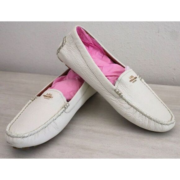 Coach A00276 Women's Sz 9.5B Ivory Cream Amber Slip-On Signature Loafers - Picture 1 of 13